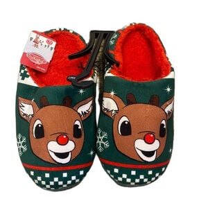 Rudolph The Red Nosed Reindeer Plush Slippers NEW Sz 7 8 9 10